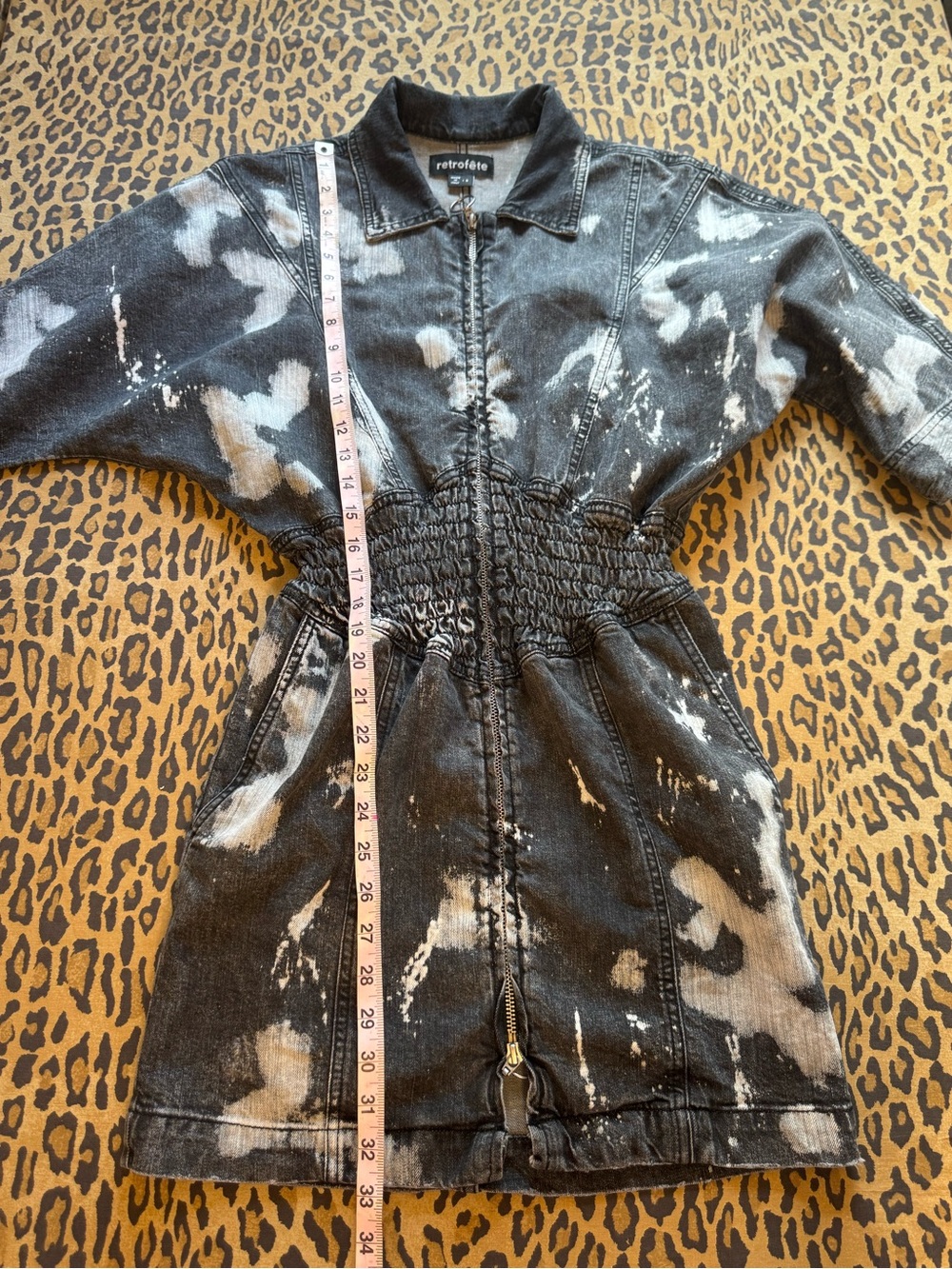 Retrofète Black and White Acid-Wash Denim Mini Dress - Picture 5 of 13